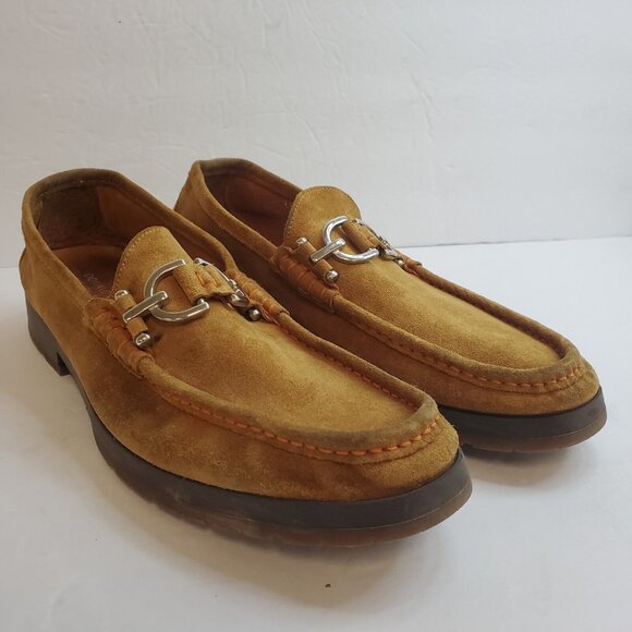 Donald Pliner Mens Lelio Bit Loafers Size 11 Brown Leather Slip On Almond Toe - Picture 1 of 13